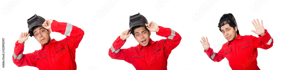 Funny welder isolated on white Funny welder isolated on white