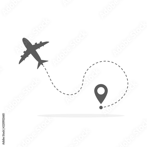 Plane and its track. Vector illustration.