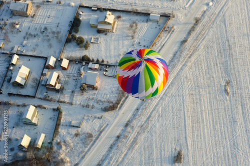 winter hot air balloon top view