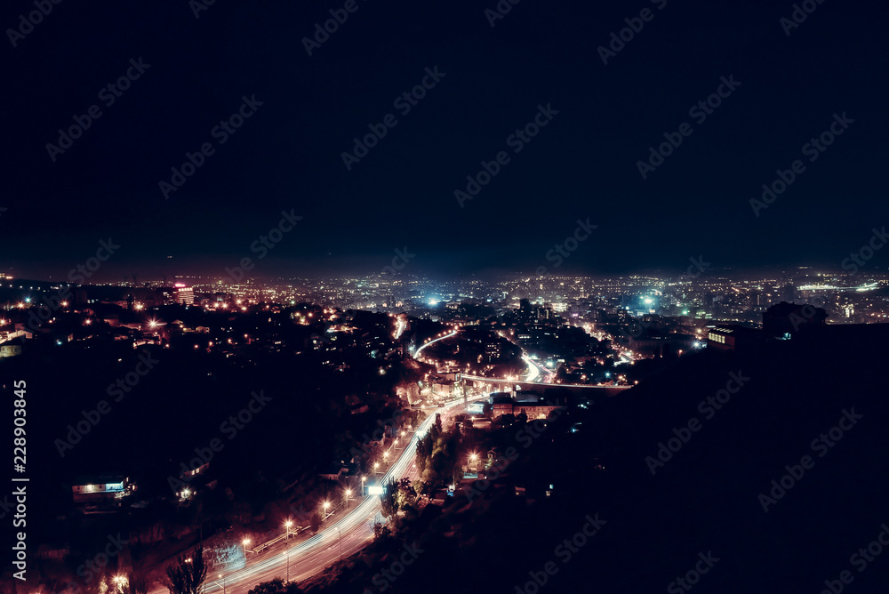 Night Yerevan lights and long exposure