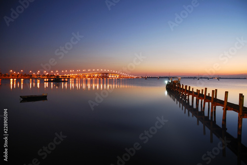 Jensen Beach bridge, Florida just before sunrise