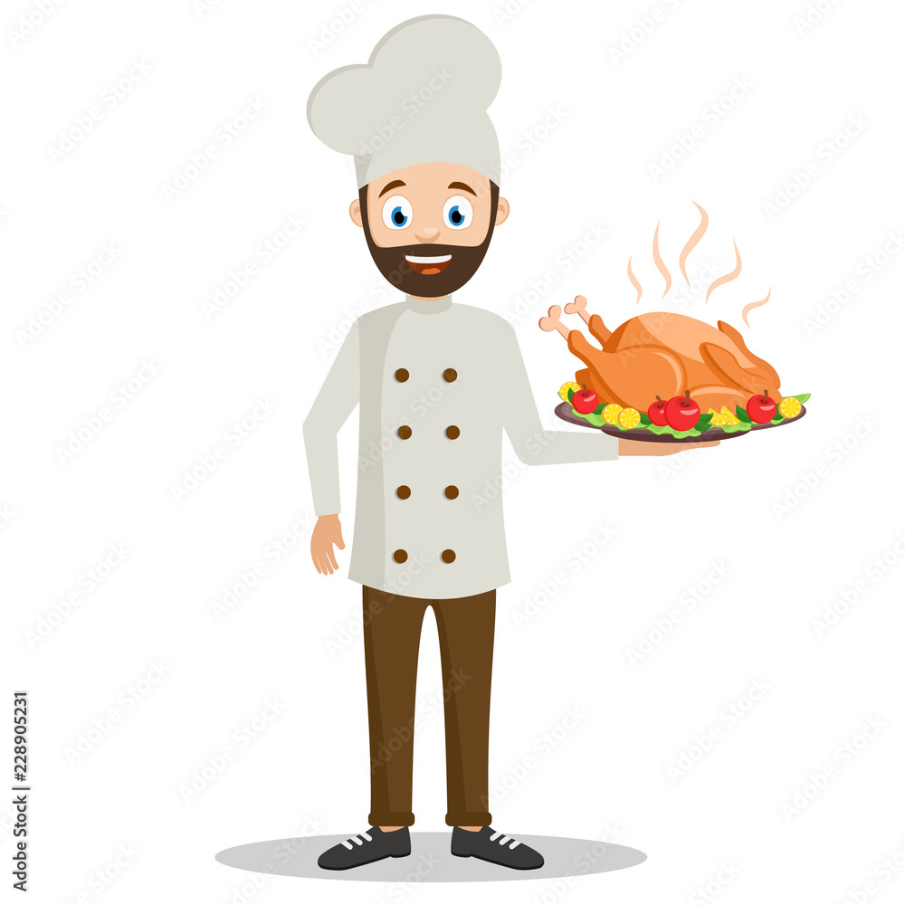 Cook holding a tray of roasted Turkey. Thanksgiving day Cook holding a tray of roasted Turkey. Thanksgiving day