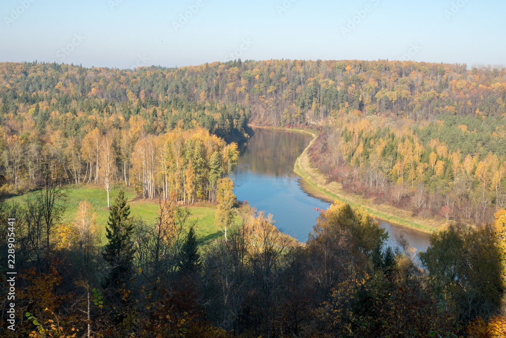 River twists in autumn