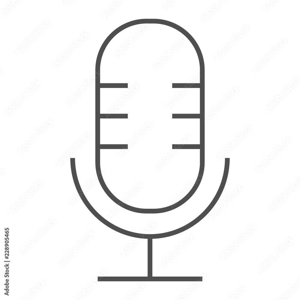 Microphone thin line icon, musical and audio, record sign, vector graphics, a linear pattern on a white background. Microphone thin line icon, musical and audio, record sign, vector graphics, a linear pattern on a white background.