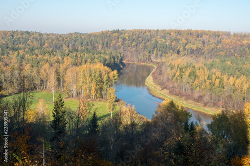 River twists in autumn