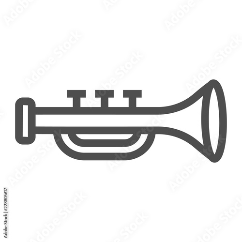 Trumpet line icon, musical and instrument, bugle sign, vector graphics, a linear pattern on a white background.