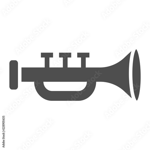 Trumpet glyph icon, musical and instrument, bugle sign, vector graphics, a solid pattern on a white background.