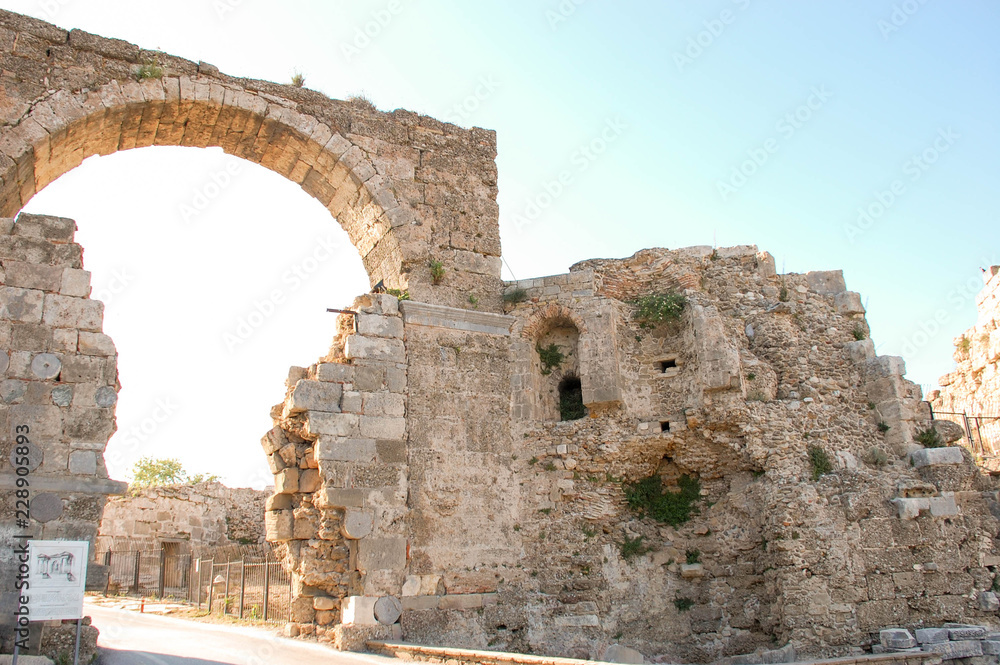 The main and eastern gates of the city of Side. Triumphal Arch.