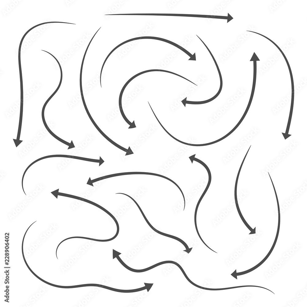 Obraz premium Set of hand drawn arrows. Vector illustration.