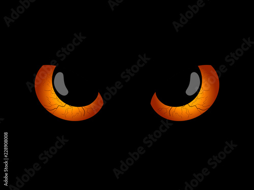 Happy Halloween. Evil scary eyes, black pupils. Halloween element for design. Vector illustration
