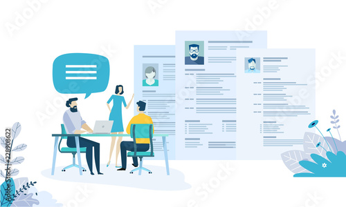 Vector illustration concept of human resources, career, employment, CV, job search, professional skill. Flat design for web banner, marketing material, business presentation, online advertising. © PureSolution