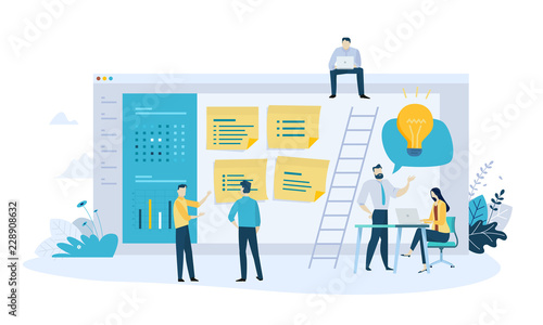 Vector illustration concept of task management, organizer, schedule, to do list, message board. Creative flat design for web banner, marketing material, business presentation, online advertising. photo