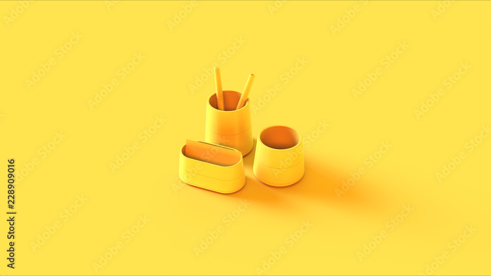 Φωτογραφία Yellow Office Pen Holder Desk Tidy