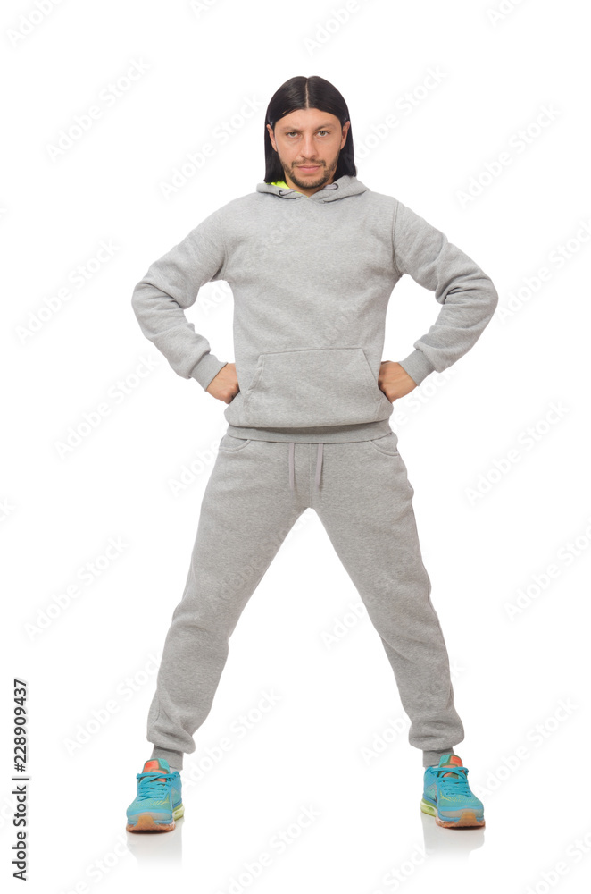 Young man exercising isolated on white background Young man exercising isolated on white background
