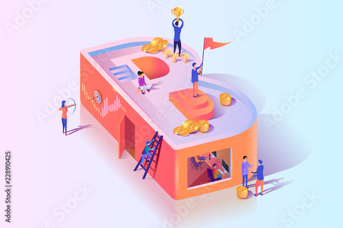 Business Alphabet Letter B Isometric Vector