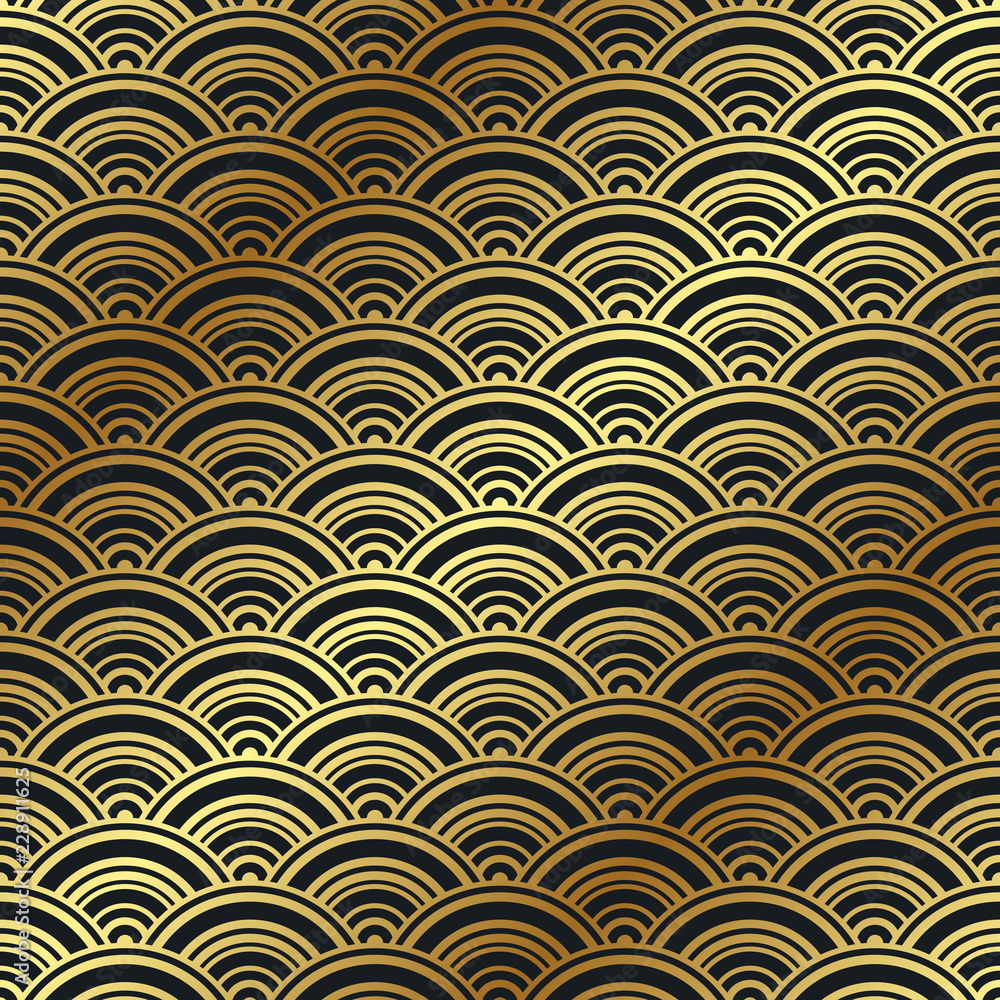 Vector golden seamless pattern. Geometric luxury wavy pattern. Vector golden seamless pattern. Geometric luxury wavy pattern.