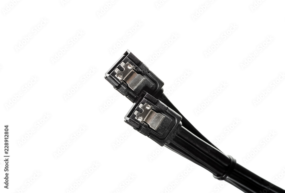 black interface cable SATA isolated on white black interface cable SATA isolated on white