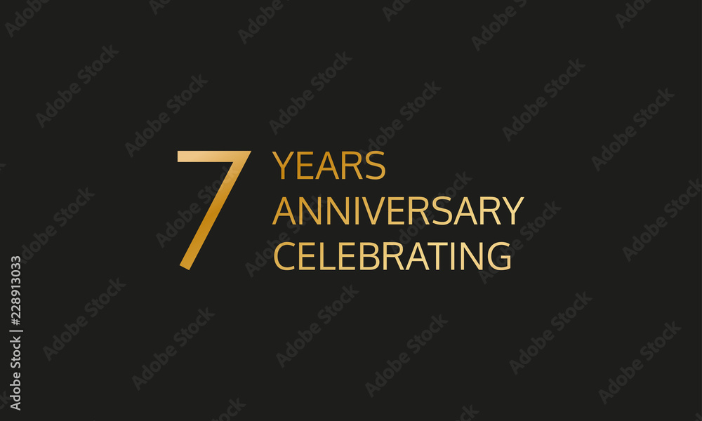 7 years anniversary logo. 7th anniversary celebration label. Design element or banner for birthday, invitation, wedding jubilee. Vector illustration. 7 years anniversary logo. 7th anniversary celebration label. Design element or banner for birthday, invitation, wedding jubilee. Vector illustration.
