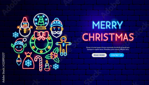 Merry Christmas Neon Banner Design