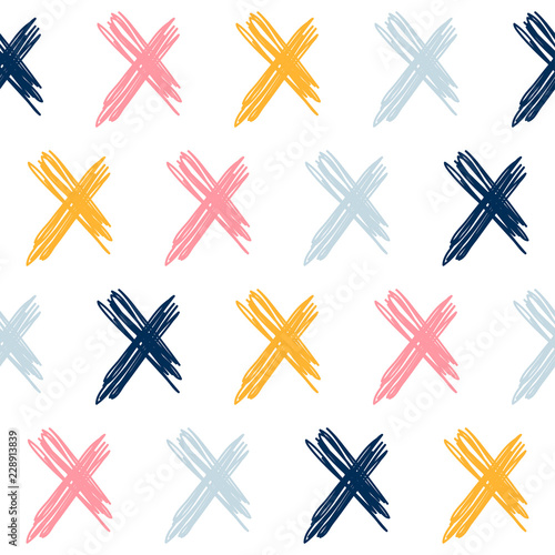 Abstract handmade seamless pattern background. Childish handcrafted wallpaper for design card, baby nappy, diaper, scrapbook, holiday wrapping paper, textile, bag print, t shirt etc.