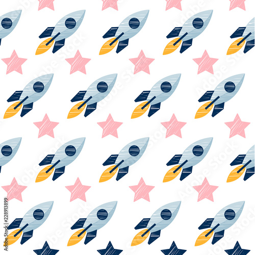 Abstract handmade seamless pattern background. Childish handcrafted wallpaper for design card, baby nappy, diaper, scrapbook, holiday wrapping paper, textile, bag print, t shirt etc.