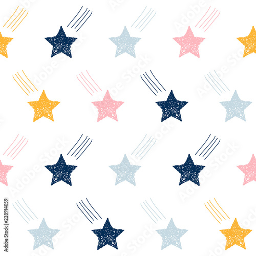 Abstract handmade seamless pattern background. Childish handcrafted wallpaper for design card, baby nappy, diaper, scrapbook, holiday wrapping paper, textile, bag print, t shirt etc.