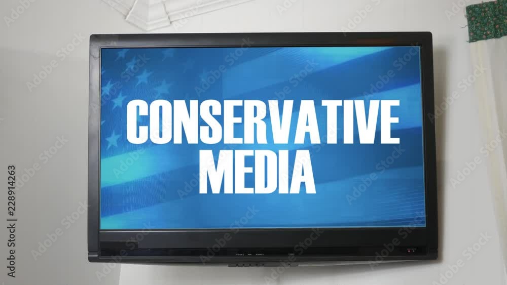 A TV displaying message about conservative media A TV displaying message about conservative media