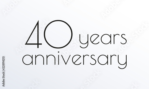 40 years anniversary icon. 40th celebrating logo. Design element or banner for birthday, invitation, wedding jubilee. Vector illustration.