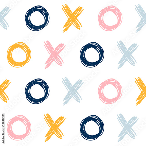 Abstract handmade seamless pattern background. Childish handcrafted wallpaper for design card, baby nappy, diaper, scrapbook, holiday wrapping paper, textile, bag print, t shirt etc.
