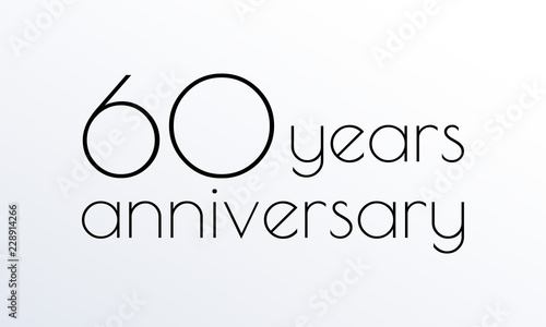 60 years anniversary icon. 60th celebrating logo. Design element or banner for birthday, invitation, wedding jubilee. Vector illustration.