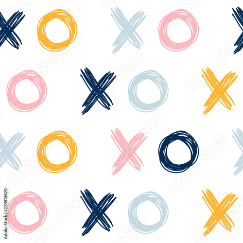 Abstract handmade seamless pattern background. Childish handcrafted wallpaper for design card, baby nappy, diaper, scrapbook, holiday wrapping paper, textile, bag print, t shirt etc.