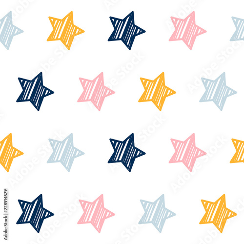 Abstract handmade seamless pattern background. Childish handcrafted wallpaper for design card, baby nappy, diaper, scrapbook, holiday wrapping paper, textile, bag print, t shirt etc.