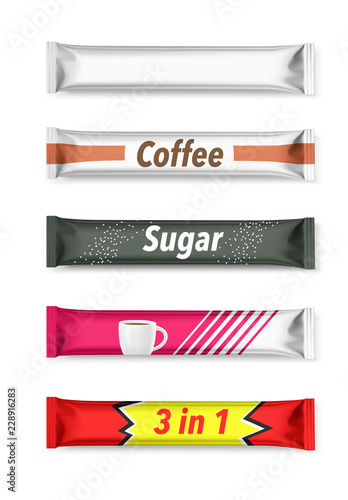 Blank mockup of packaging stick. Vector illustration. Can be use for template your design, promo, adv. EPS10.