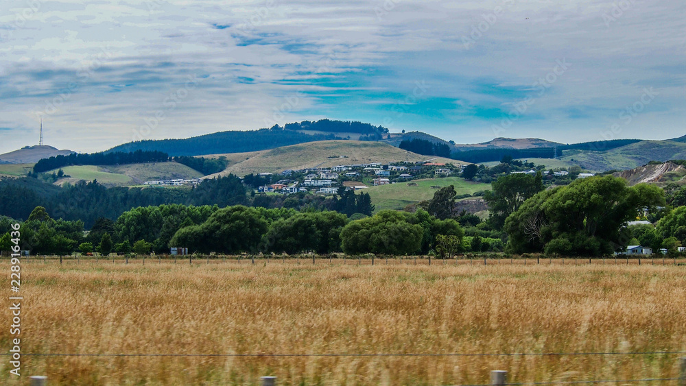 Landscape on Banks Peninsula, Canterbury, South Island, New Zealand