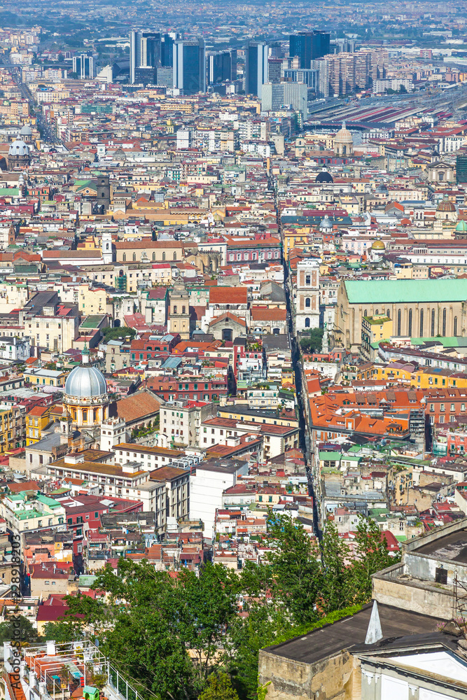 Aerial view of rooftops of Naples old town, Italy