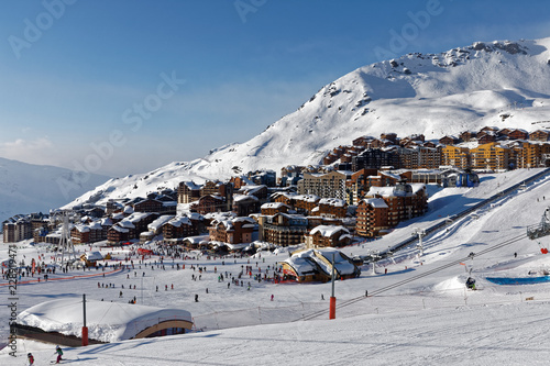 Val Thorens, France - February 27, 2018: Val Thorens is located in the commune of Saint-Martin-de-Belleville in the Savoie département photo