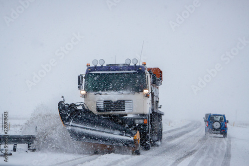 Snowplough at Work in Iceland