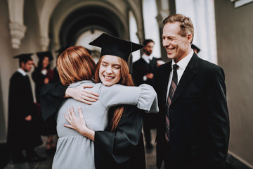 Happy. Good Mood. Parents. Student. Daughter.