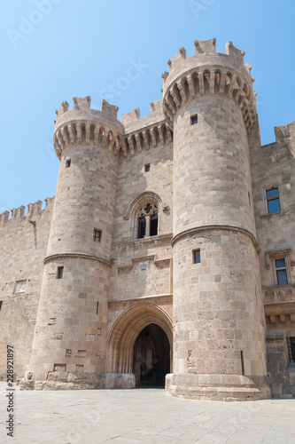 Towers of The Palace of the Grand Master of The Knights of Rhodes. Rhodes, Old Town, Island of Rhodes, Greece, Europe.