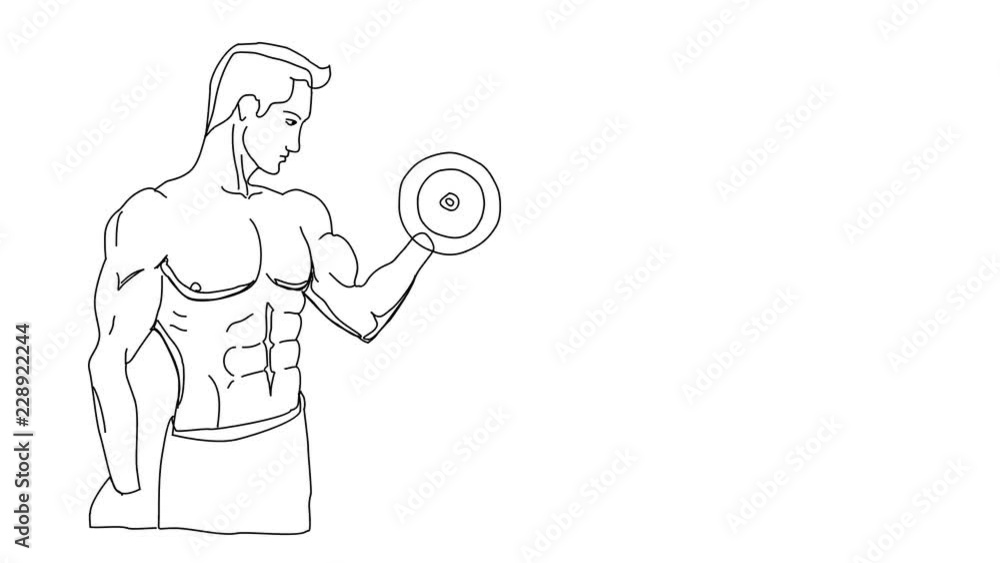 Animated sketch vector self drawing doodle attractive muscular male ...