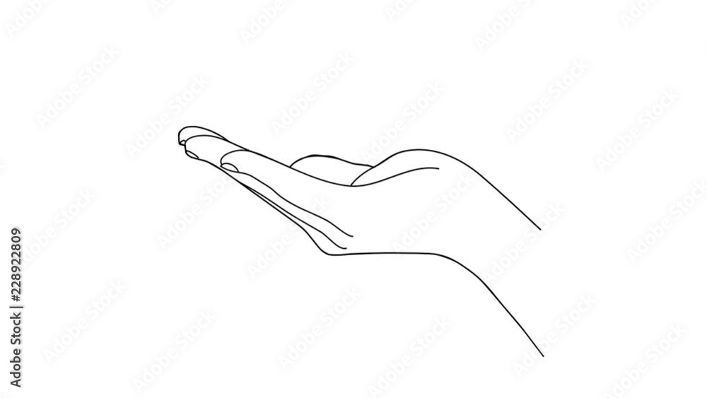 Animated sketch vector drawing doodle hand shape open palm facing up ...