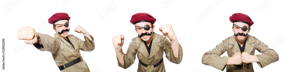 Funny soldier in military concept Funny soldier in military concept