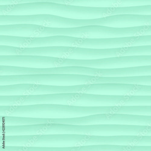 Abstract seamless pattern of wavy lines with shadows in turquoise colors