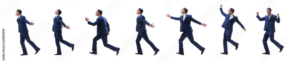 Businessman walking standing side view isolated on white backgro Businessman walking standing side view isolated on white backgro