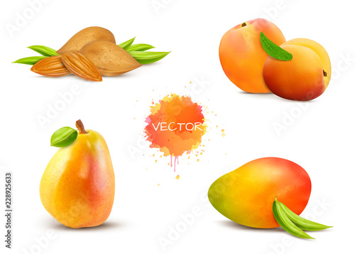 almonds, apricot, pear, mango, peach 