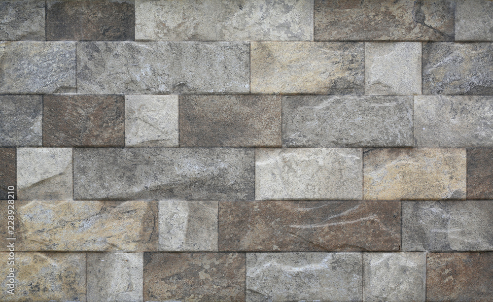 Closeup modern grey stone tile texture brick wall Stock Photo Adobe