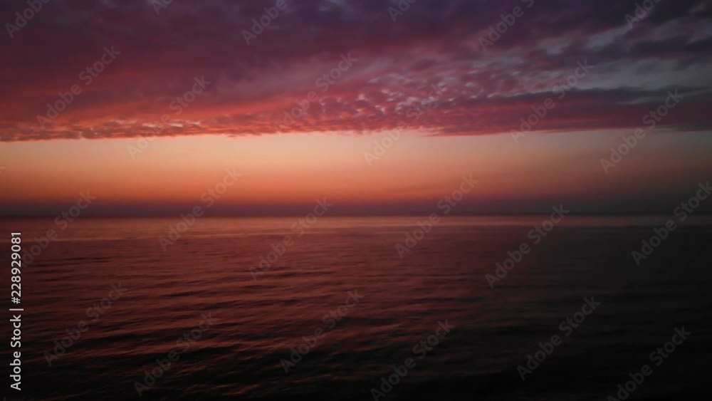 Aerial Of Amazing Golden Ocean Sunset With Calm Waves Aerial Of Amazing Golden Ocean Sunset With Calm Waves