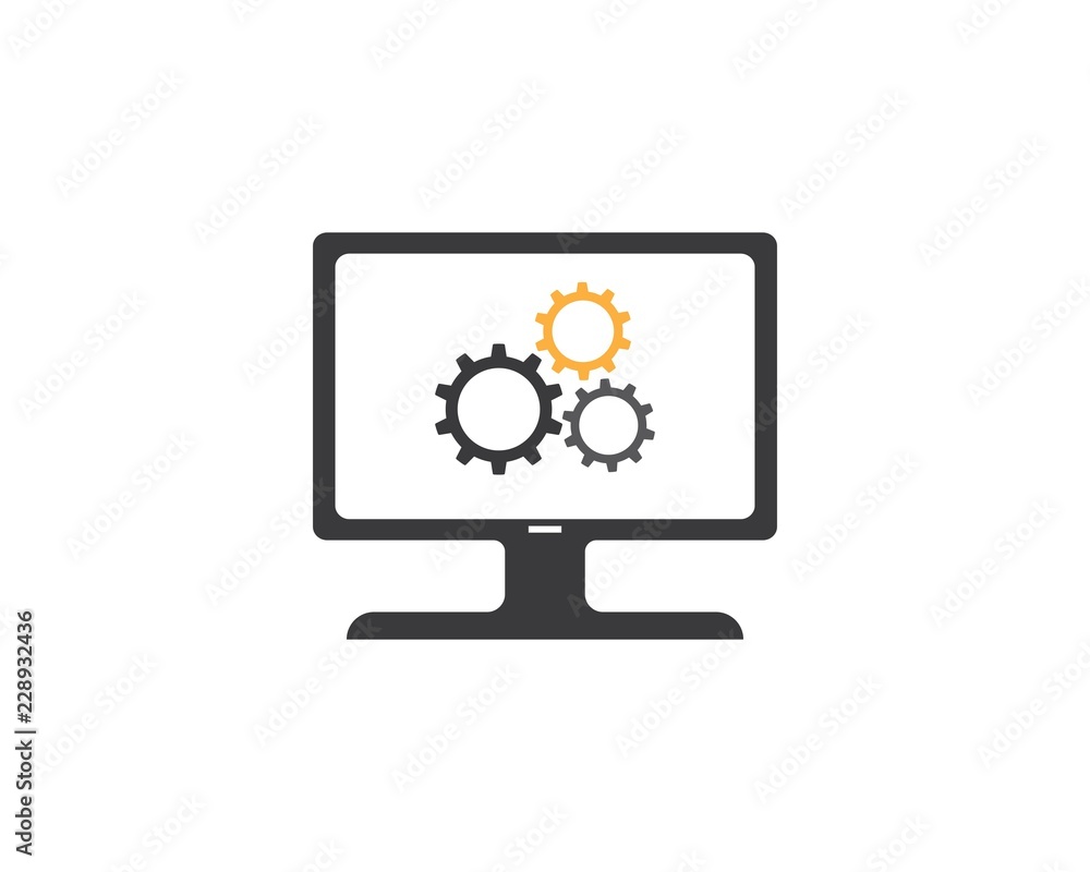 Vector computer and laptop repair logo Vector computer and laptop repair logo