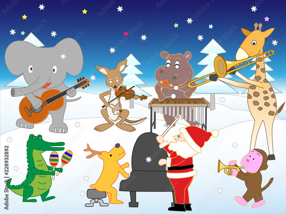 動物たちのホワイトクリスマスのコンサート。