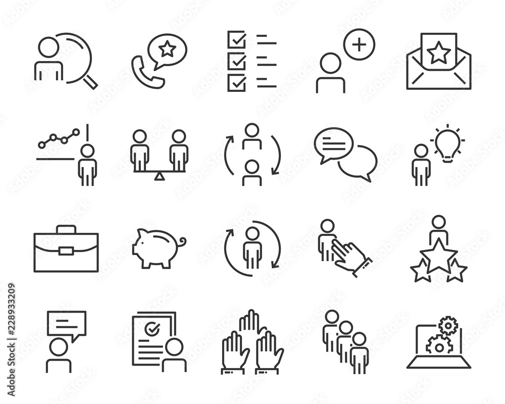 set of work icons, such as job, search, business, training, skills set of work icons, such as job, search, business, training, skills